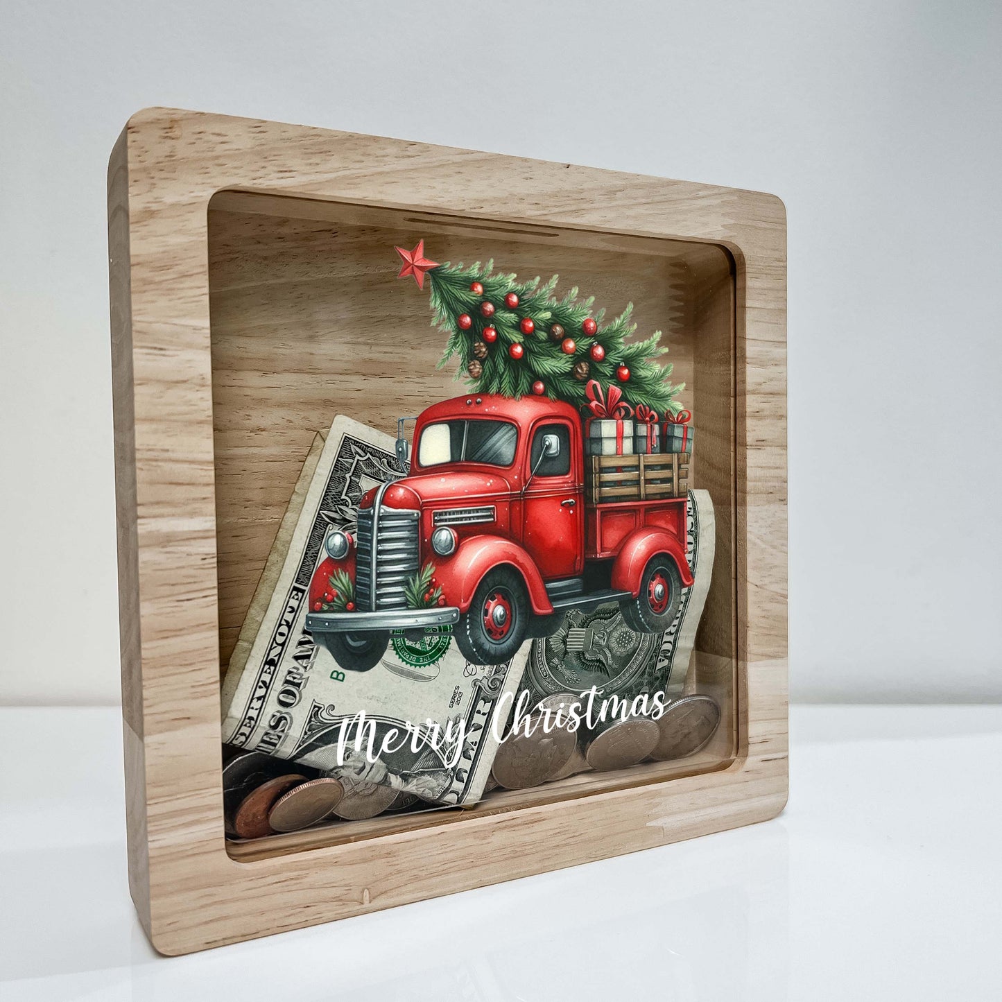 Christmas Bank, Truck with Tree, Christmas Tree, Festive, Family Holiday, Holiday Gifts, Saving Money, Piggy Bank