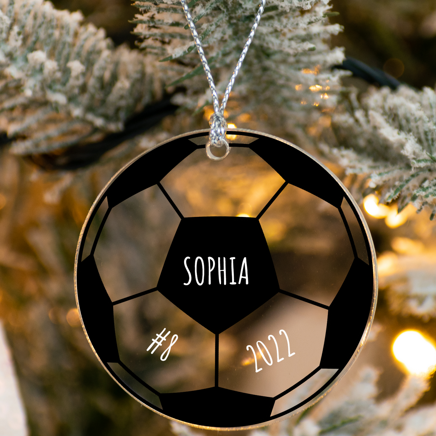 Soccer Ball Ornament with Personalized Engraved Name