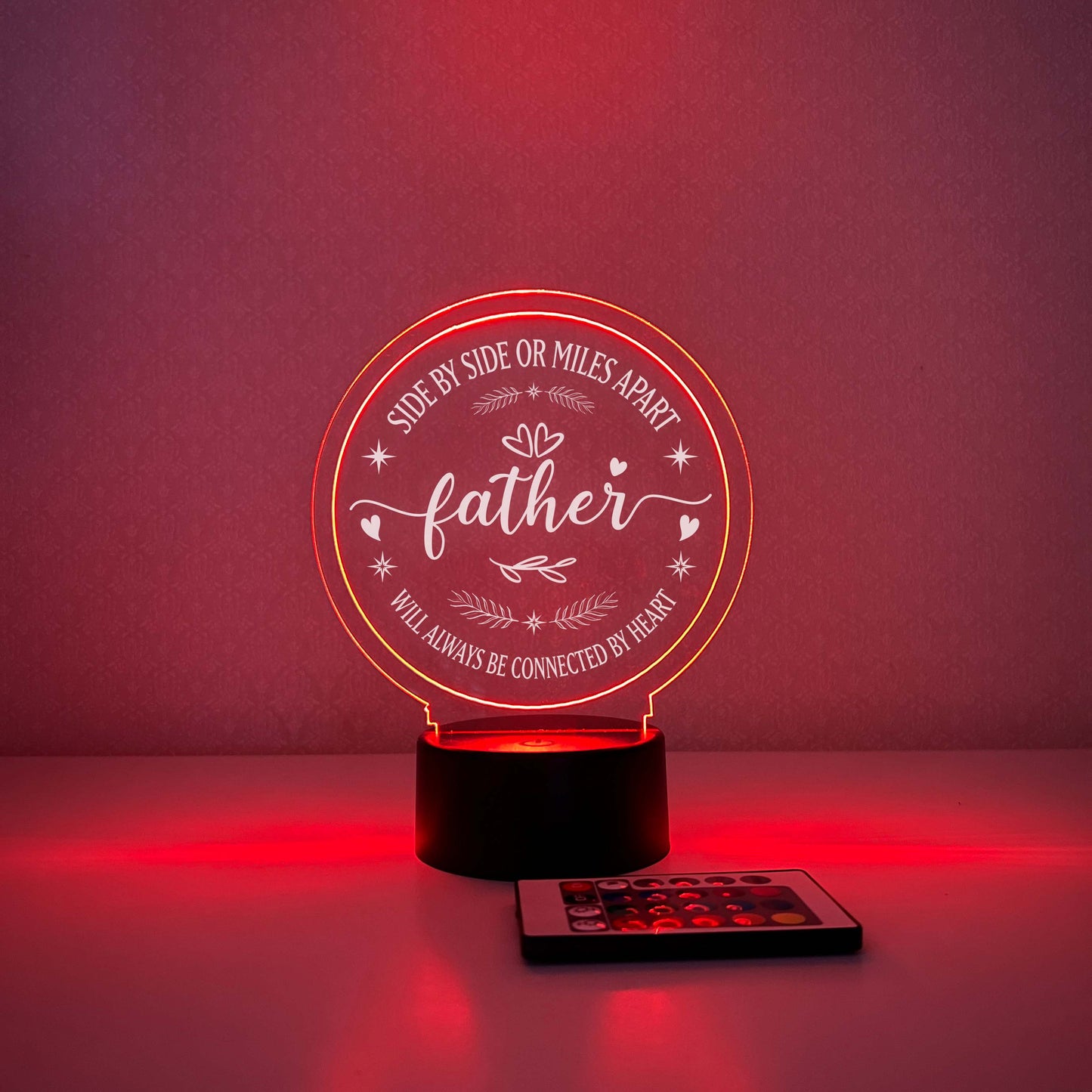 Parents Moving Away Gift, Side By Side or Miles Apart,  Night Light LED, 16 Colors