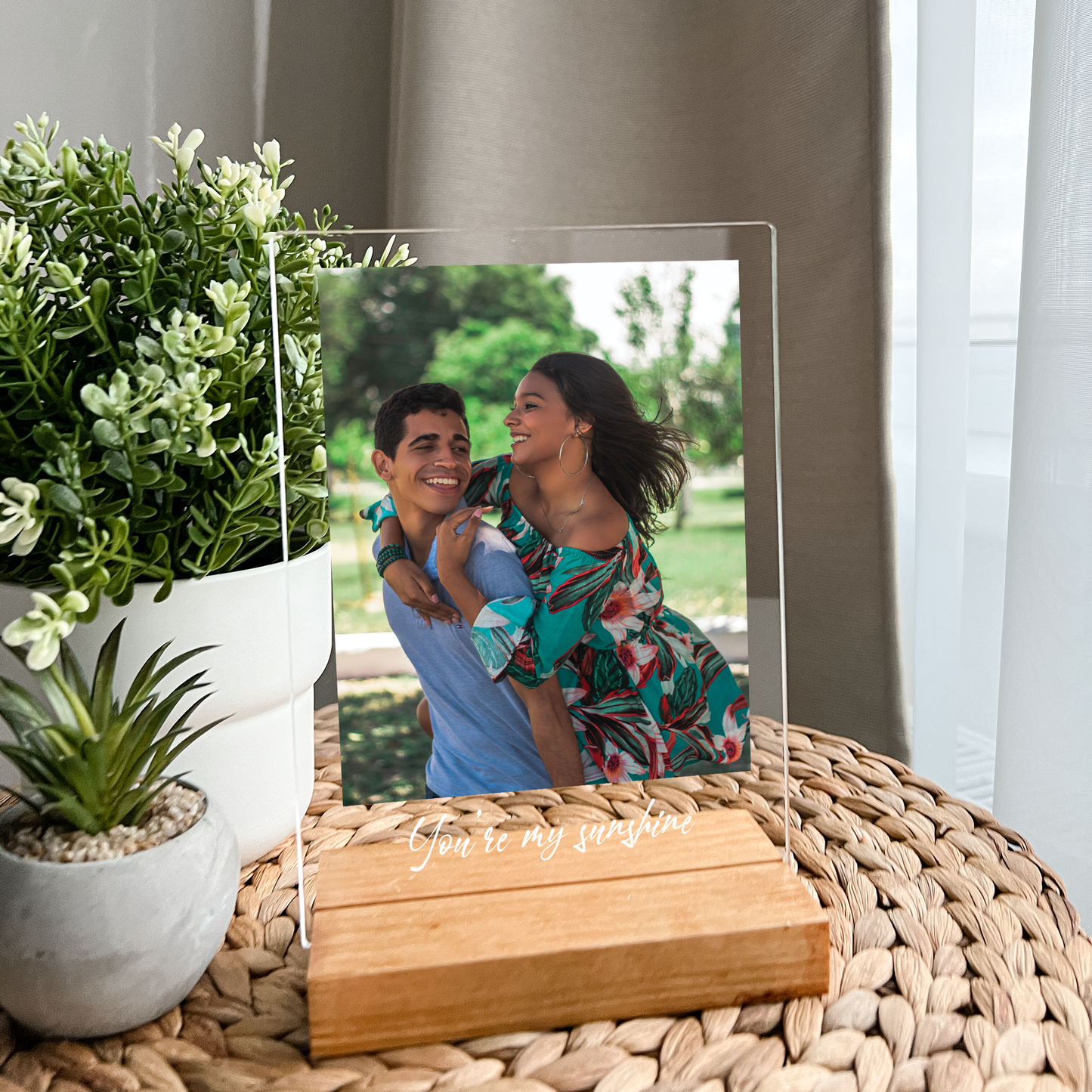 Personalized Custom Photo Couples Collage Wood Base Desk Table Stand