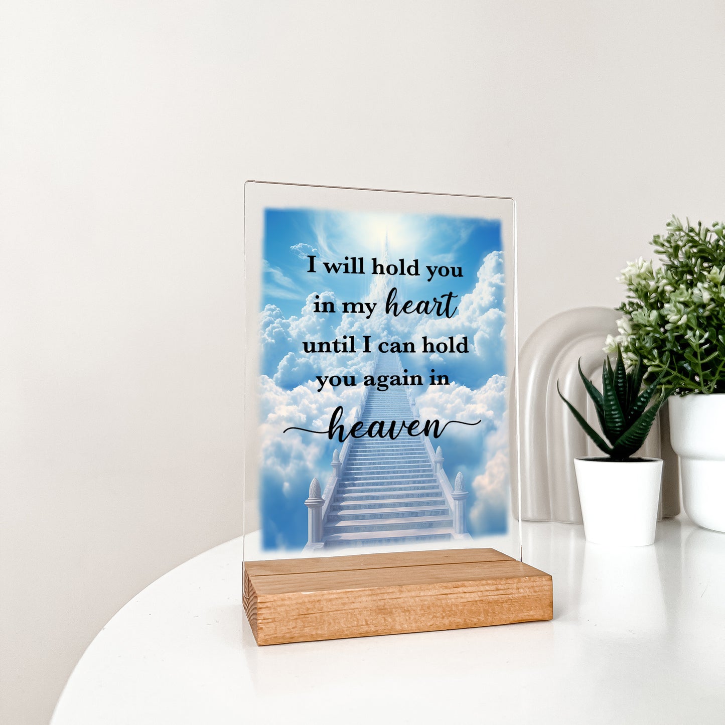 Wood Stand Room Picture Frame Table Lamp, In Loving Memory, Condolence Remembrance Loss Sympathy Memorial Gift