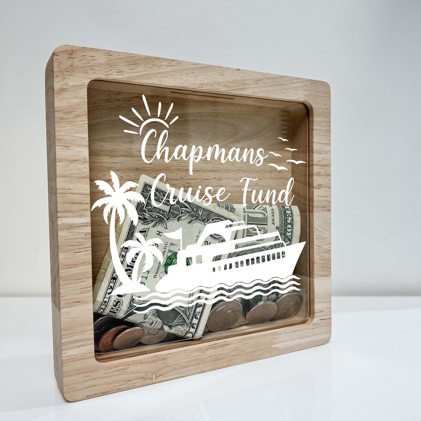 World Travel Shadow Box Personalized Adventure Memory Box Keepsake Bank Custom, Cruise Bank Fund, Saving Bank Frame Collection Memories Gift