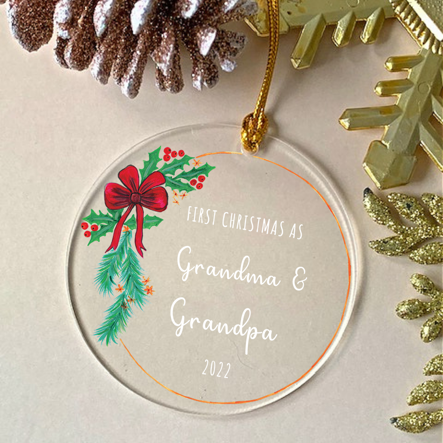 Personalized Ornament Our first Christmas as Grandparents Xmas Keepsake Custom 3.5" Acrylic Family Holiday Christmas Tree Decoration Gift