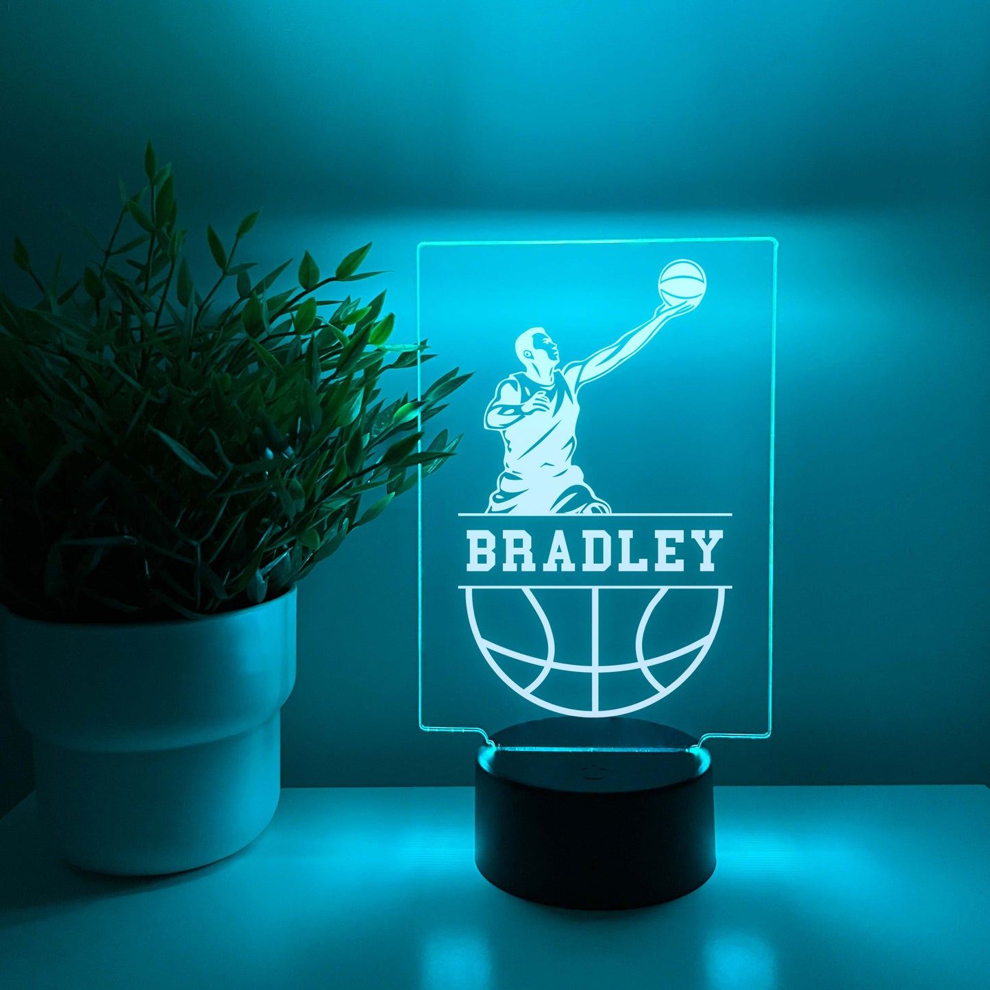 Basketball Player Personalized LED Night Light Lamp - Custom Gift for Fans, Sports Bedroom, Game Room Decor, Party Enhancer, Remote Included)