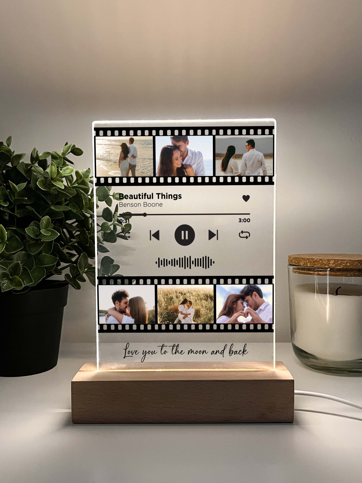 Personalized Song Movie Film Night Light with Photo and Wooden Base , Besties Photo Gifts, Photo Keepsake, Photo Gifts, Personalized Gift for BFF Birthday!