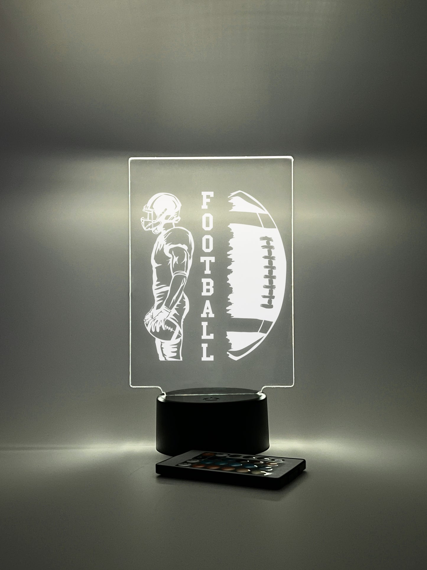 Football Player Personalized LED Night Light Lamp - Custom Gift for Fans, Sports Bedroom, Game Room Decor, Party Enhancer, Remote Included)