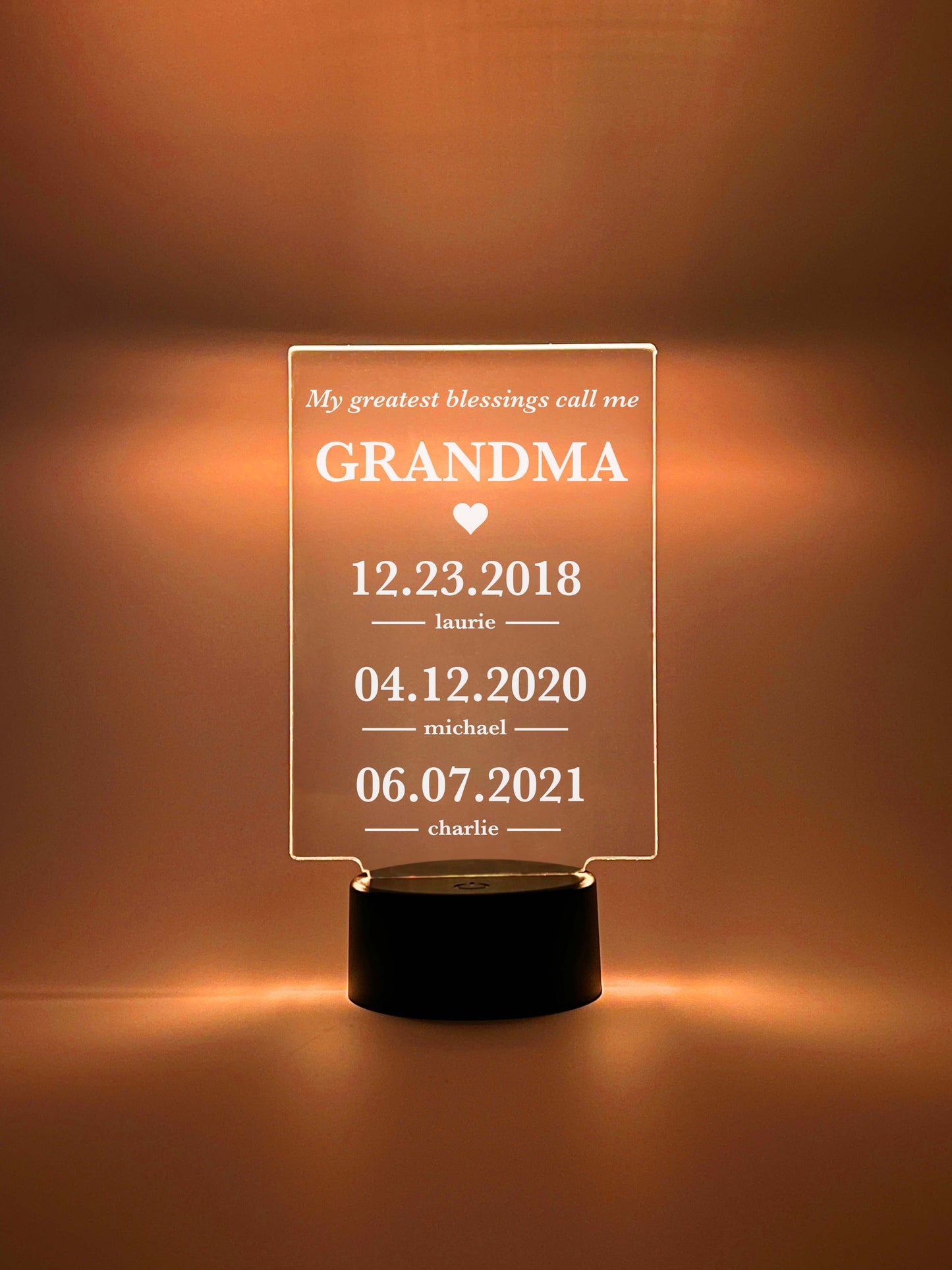 Custom Frame Personalized LED Night Lamp, 16 Colors, Gifts for Her, Dates, My Greatest Blessings Call Me Mom, Mommy Best Mother Day Gift With Children's Name & DOB