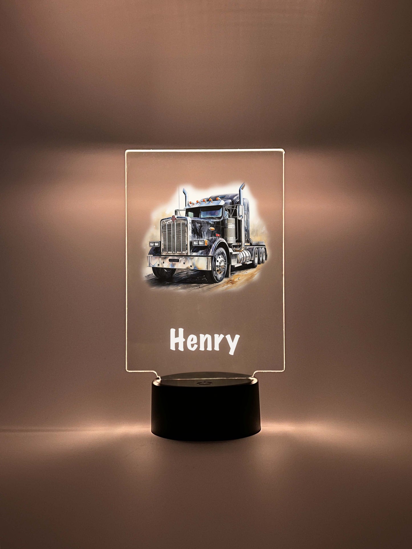 Free Personalized 16 Colors Changing LED Night Light Up Table Lamp Boys Room Decor Semi Truck Tractor Trailer 18 Wheeler, Trucker's Best Gift