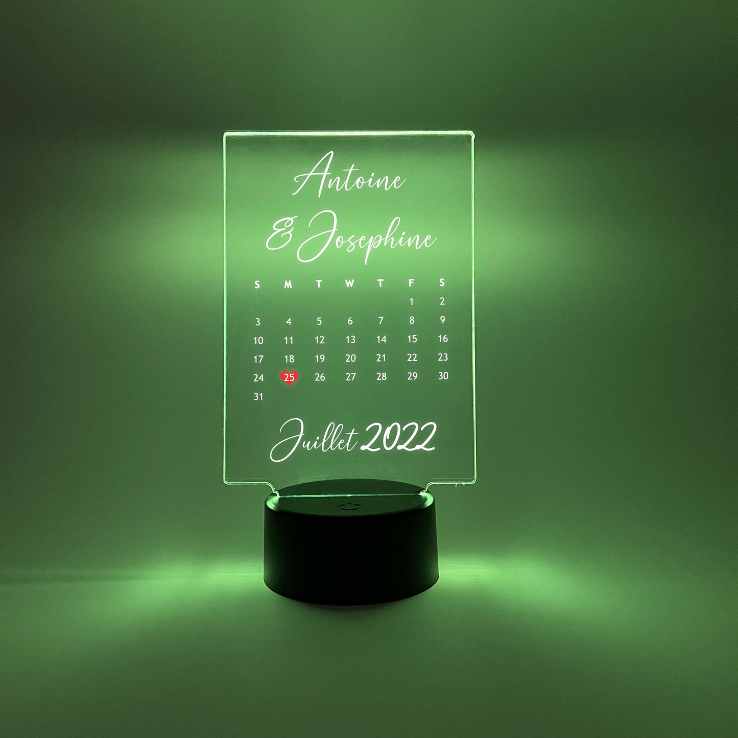 Personalized Anniversary Calendar Night Light LED Light Stand, 16 Colors,  Wedding Couples | Date, Month |Memories |Gifts