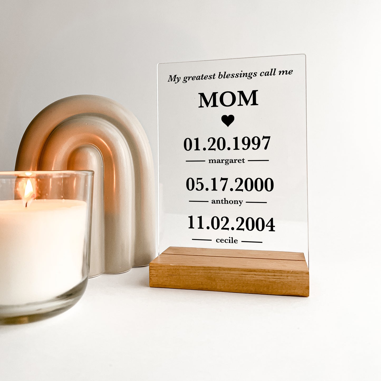 Custom Wood Stand Frame Personalized Gifts for Her, Dates, My Greatest Blessings Call Me Mom, Mommy Best Mother Day Gift With Children's Name & DOB