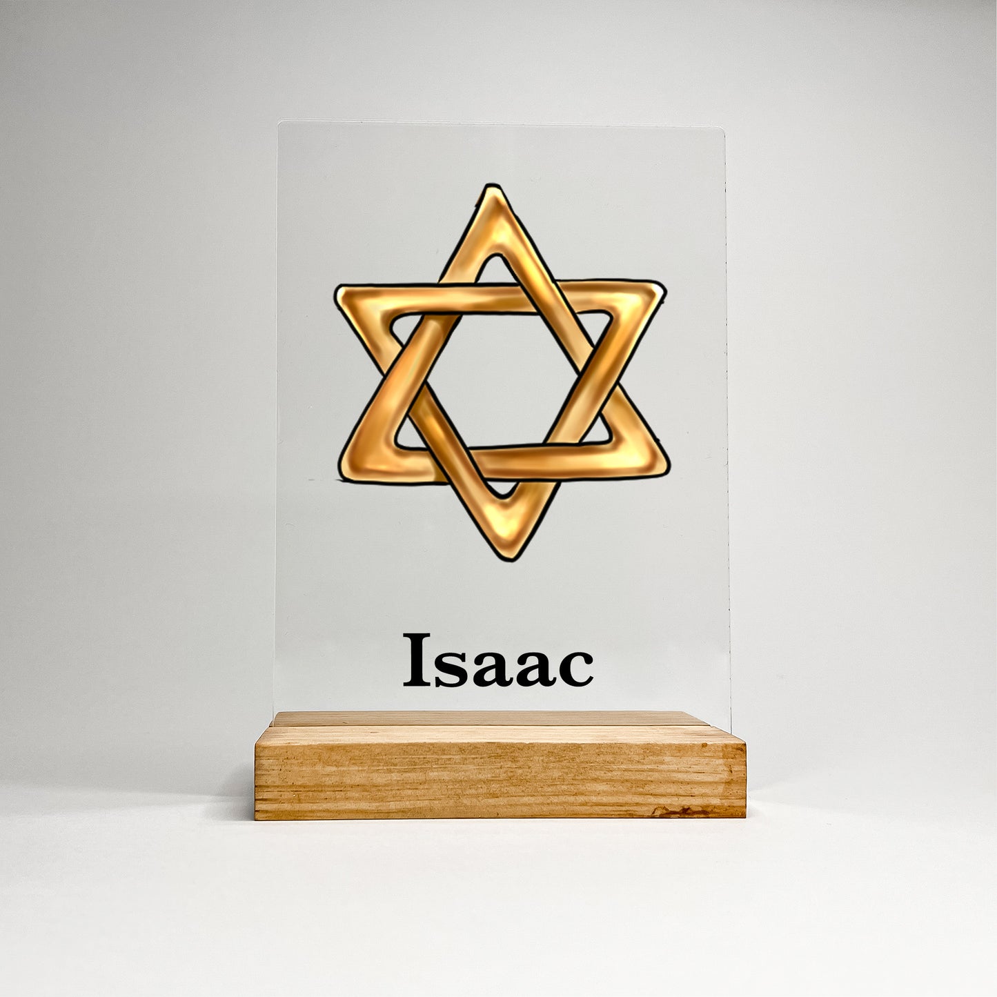 Personalized Star of David Wood Base Desk Table Stand