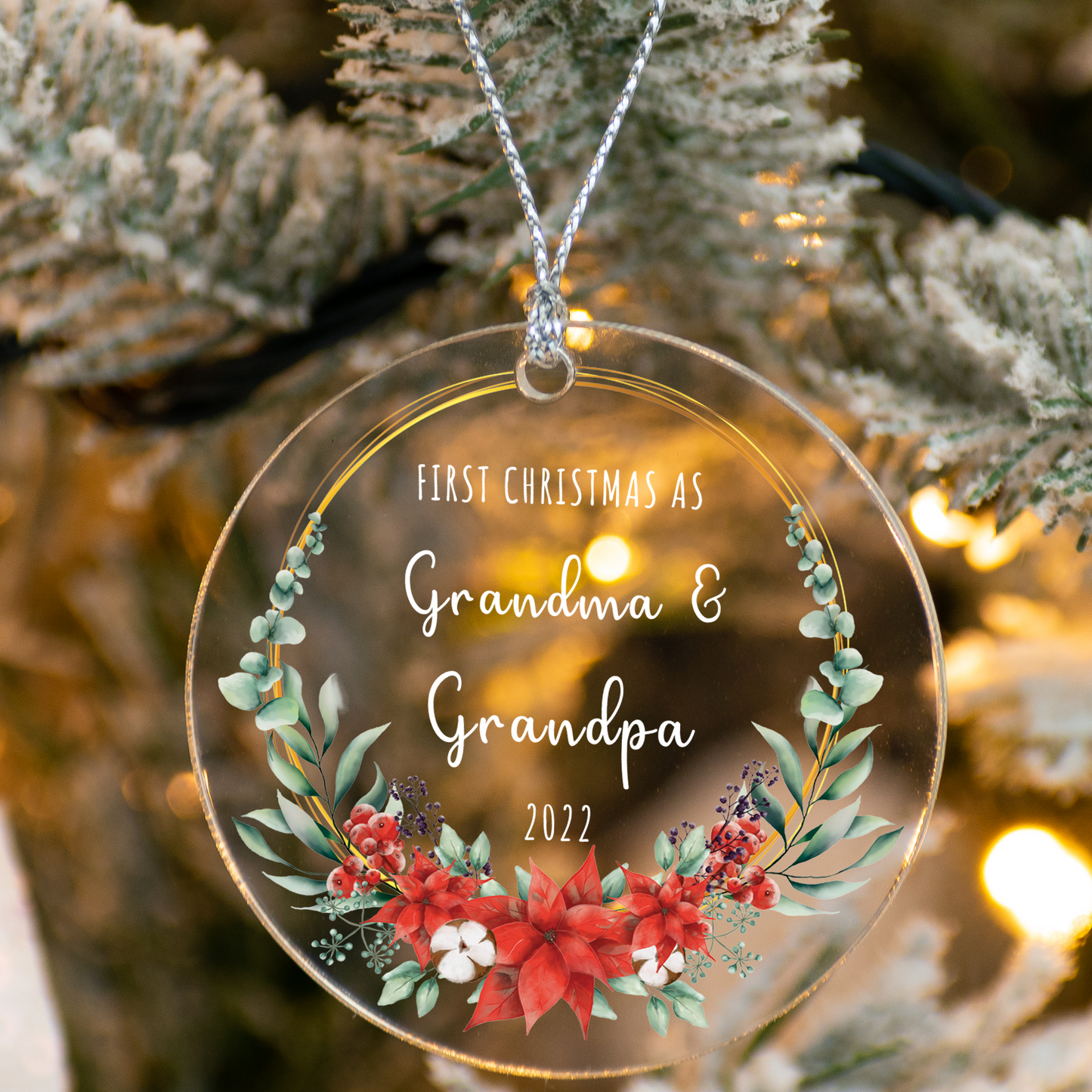 Personalized Ornament Our first Christmas as Grandparents Xmas Keepsake Custom 3.5" Acrylic Family Holiday Christmas Tree Decoration Gift