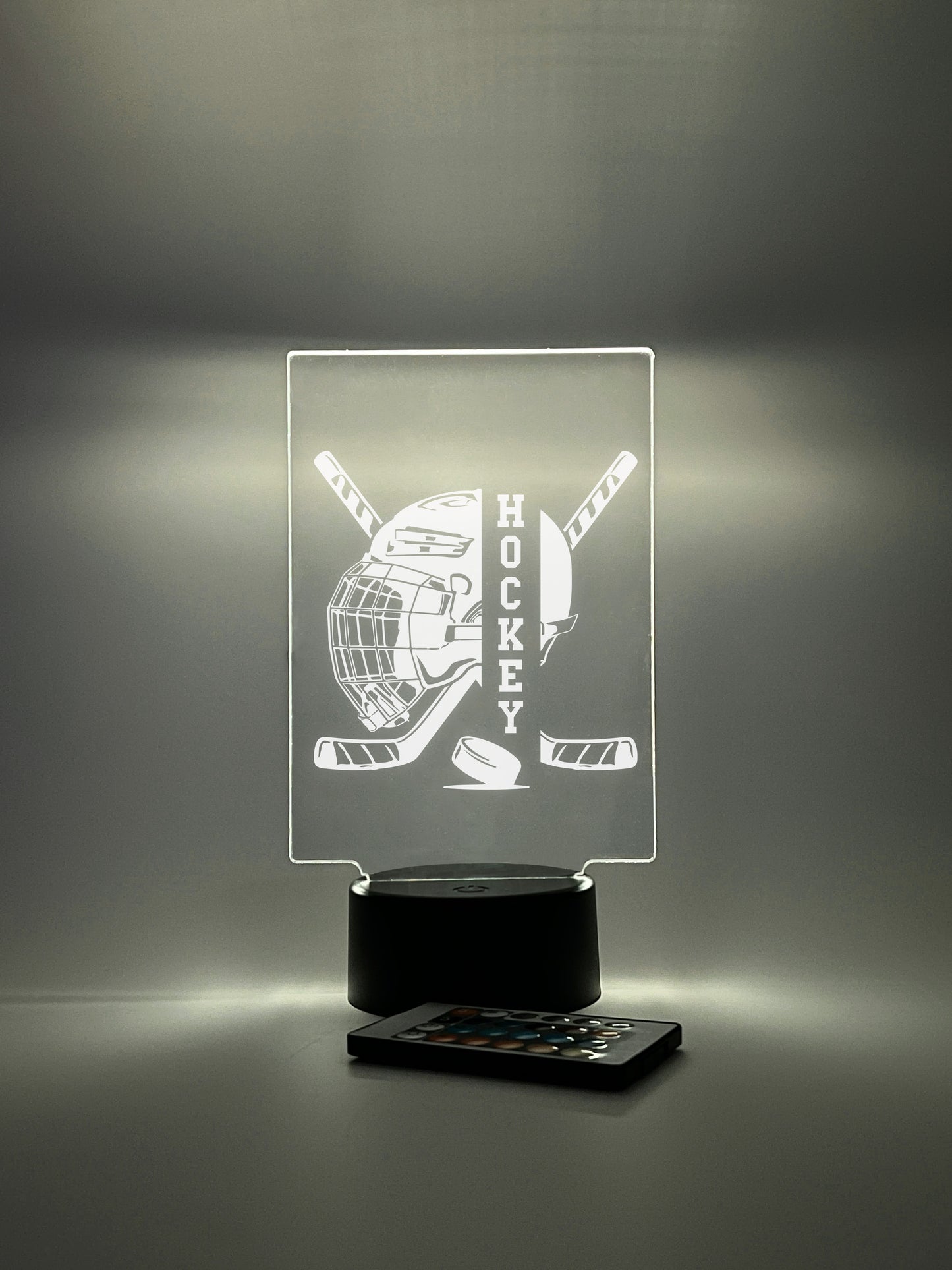 Hockey Player Personalized LED Night Light Lamp - Custom Gift for Fans, Sports Bedroom, Game Room Decor, Party Enhancer, Remote Included)