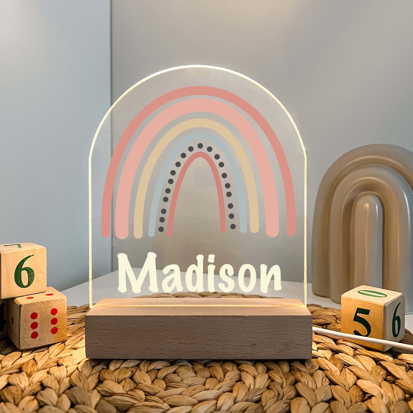 Personalized Custom Colorful Rainbow Night LED Lamp For Kids Room, Baby Gift, Girls Boys Night Light, Bedroom Decor, Night Light Gift