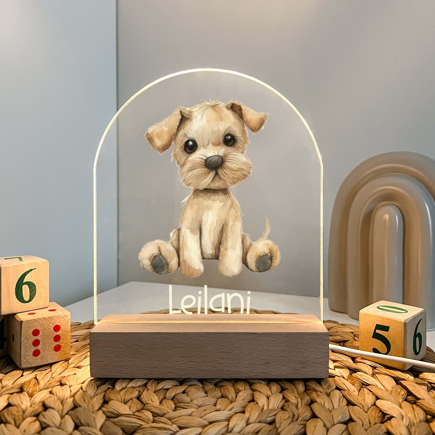 Personalized Custom Cute Puppy Dog Pup Night LED Lamp For Kids Room, Baby Gift, Girls Boys Night Light, Bedroom Decor, Night Light Gift