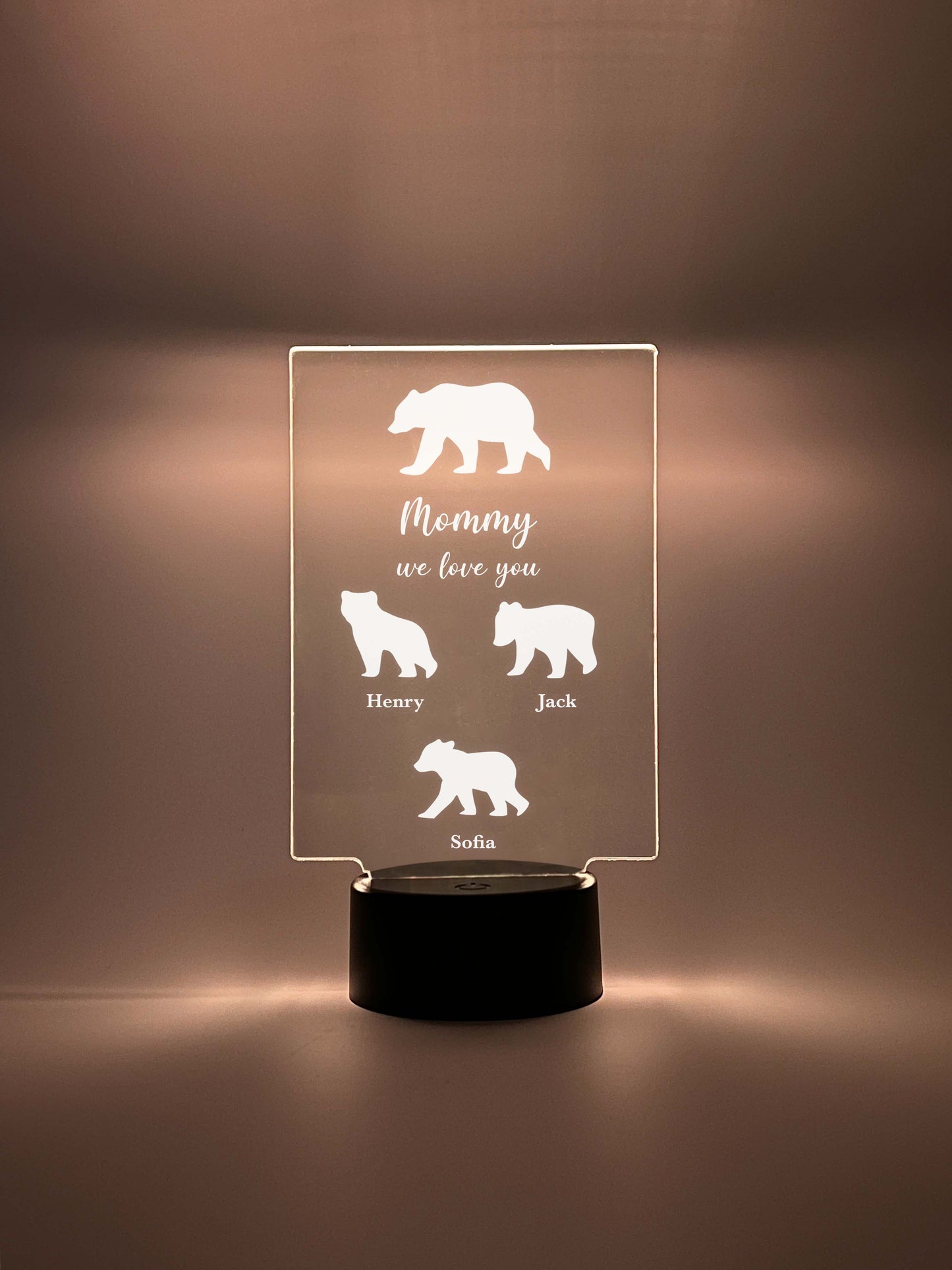 Family Bears LED Night Light Up Table Lamp, 16 Colors, Gift for Parents & Grandparents, Family Keepsake Gift, Family Christmas Gifts