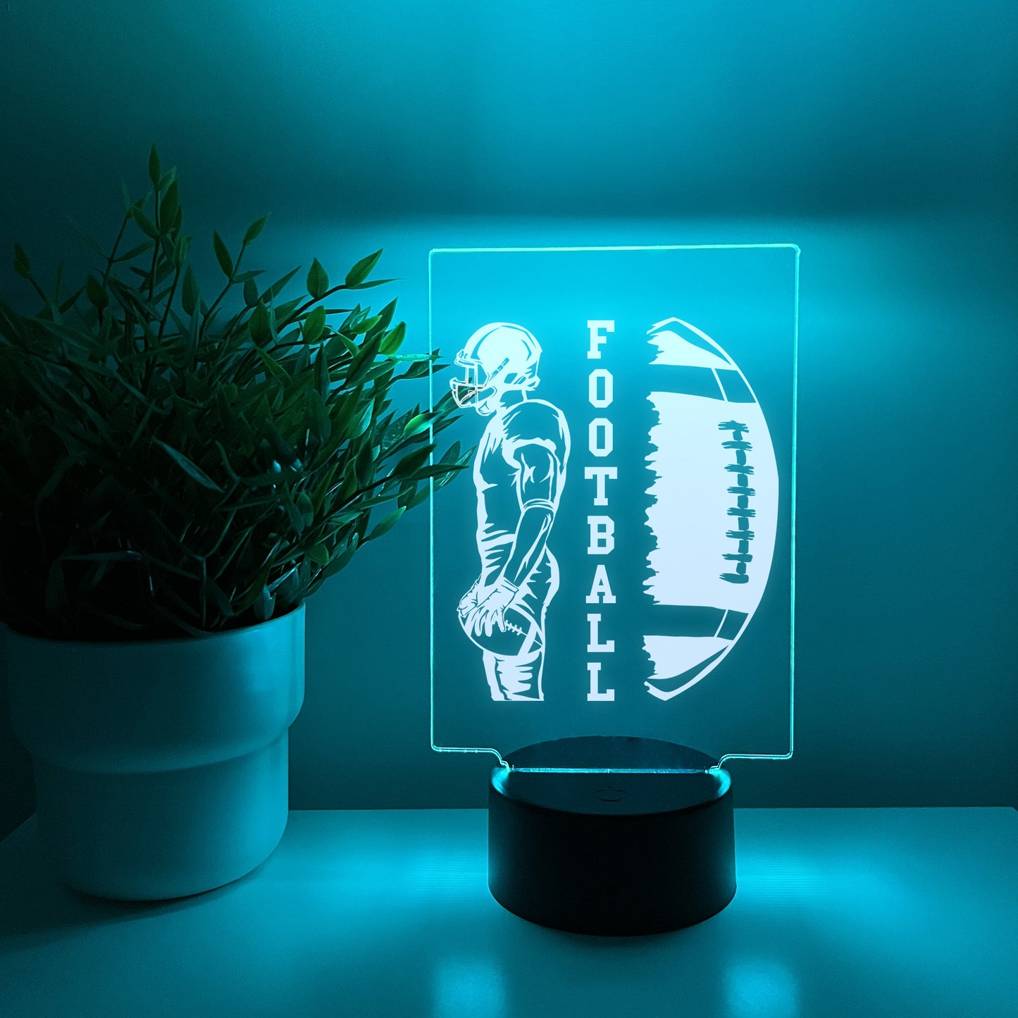 Football Player Personalized LED Night Light Lamp - Custom Gift for Fans, Sports Bedroom, Game Room Decor, Party Enhancer, Remote Included)