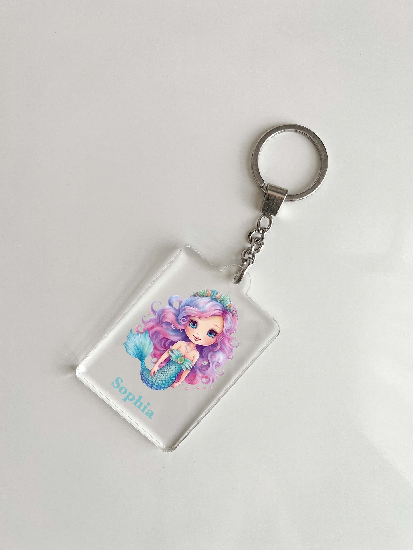 Mermaid Under the Sea Keychain Personalized Free With Your Name, Key Chain Ring Keychains Family Kids Friends, Luggage Tag, Backpack, Gift