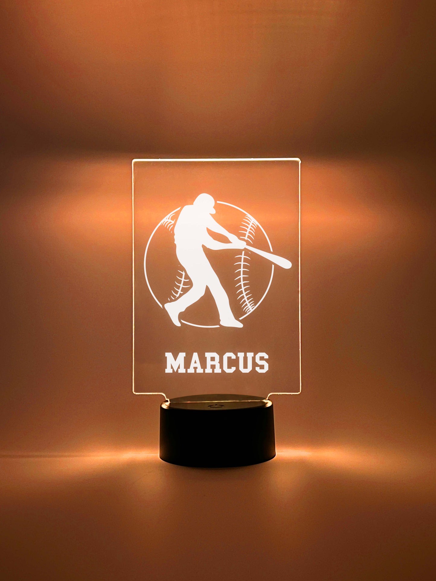 Custom Personalized LED 16 Colors Night Light Up Lamp Sports Baseball Player Fan Team Décor Gift, Sports Bedroom, Game Room, Remote Included