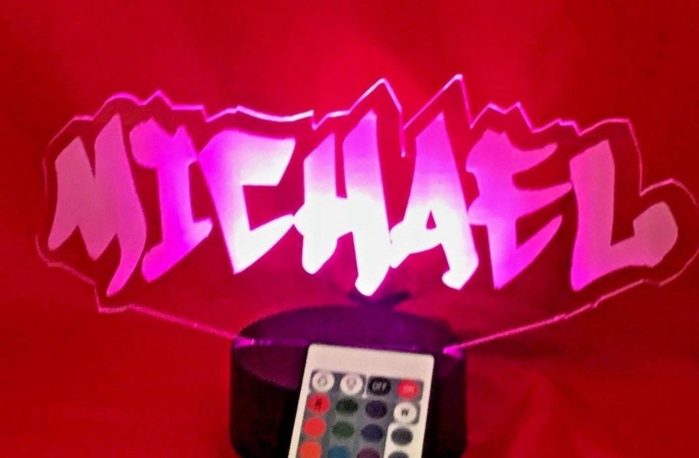 Name Light Up Lamp Any Name Shape Lamp LED Personalized Create Your Own Name in Graffiti Table Lamp LED - It's Wow, with Remote 16 Color Options, Dimmer, Free Engraving, Great Gift