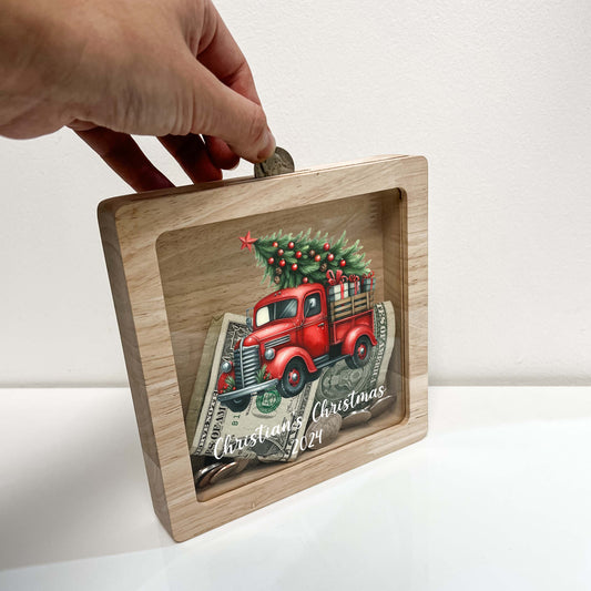 Christmas Bank, Truck with Tree, Christmas Tree, Festive, Family Holiday, Holiday Gifts, Saving Money, Piggy Bank