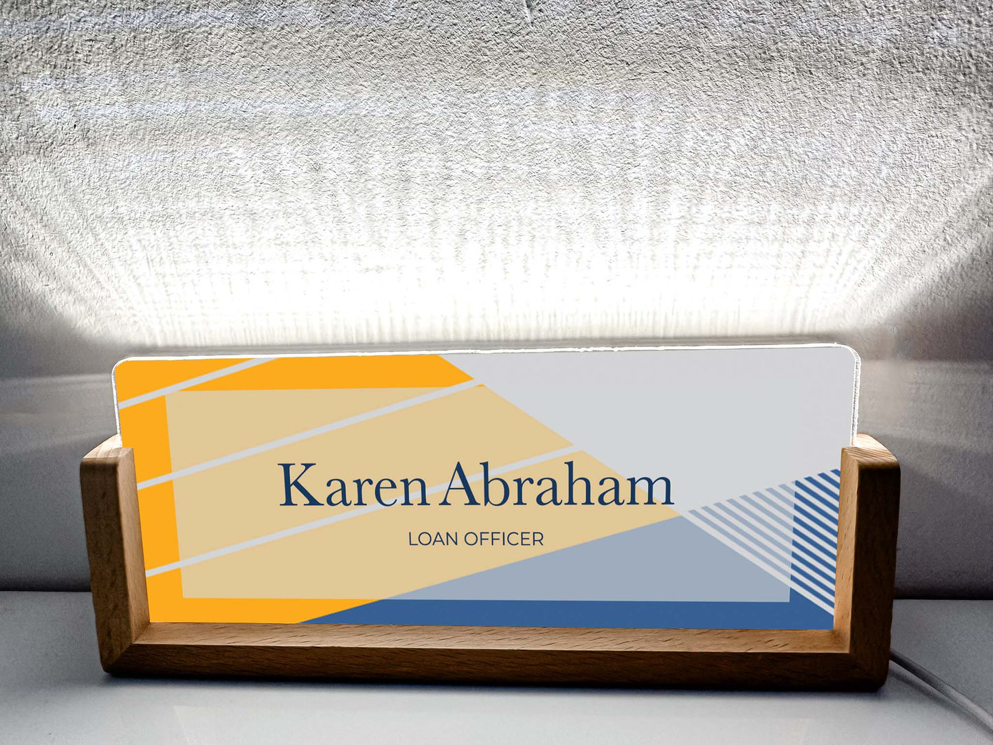 Personalized Desk Name Plate With Wooden Base, Lighted LED Light Nameplate, Desk Accessories, Office Gifts for Boss Coworkers, New Job Gifts