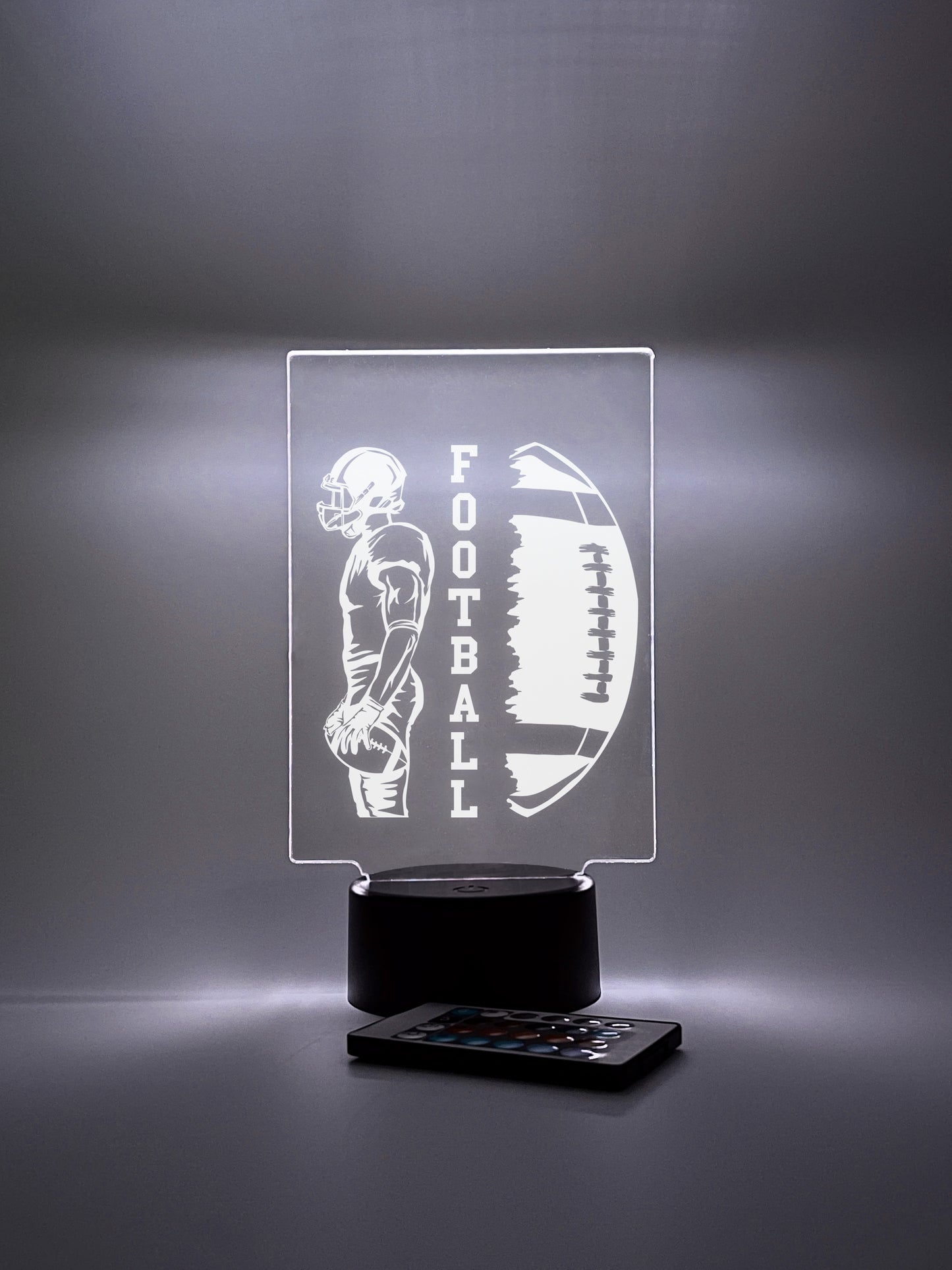 Football Player Personalized LED Night Light Lamp - Custom Gift for Fans, Sports Bedroom, Game Room Decor, Party Enhancer, Remote Included)