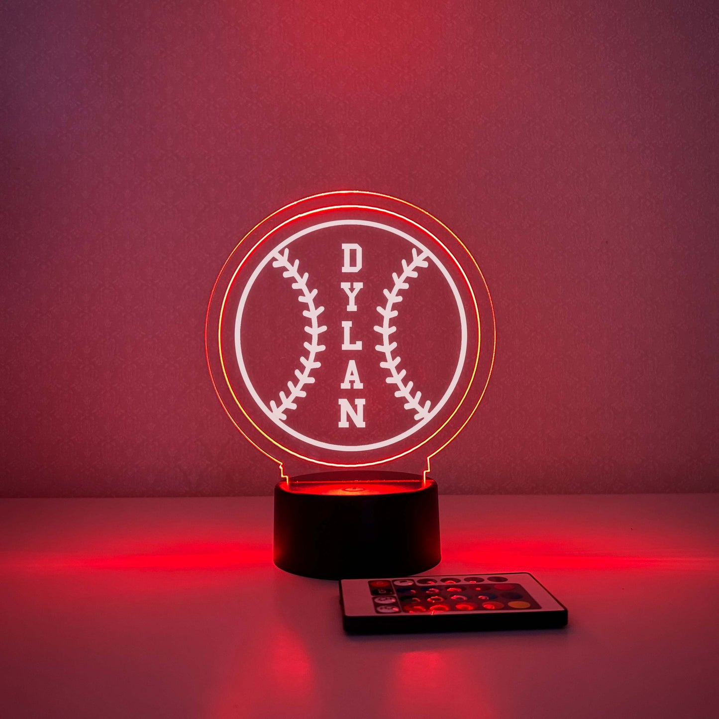 Baseball 3D Night Light, 16 Colors, Gift for Baseball Player, Personalized Gift, Desk Lamp, Sports Bedroom, Baseball LED Light