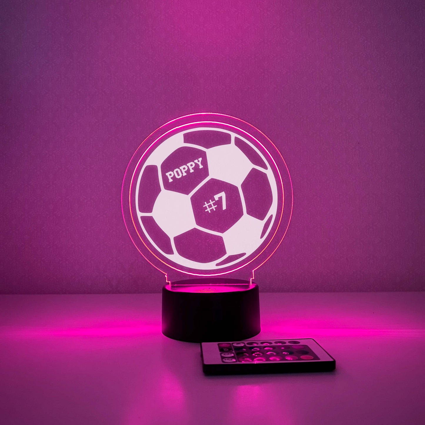 Soccer 3D Night Light, Number personalize, 16 Colors, Gift for Soccer Player, Desk Lamp, Sports Bedroom, Soccer LED Light