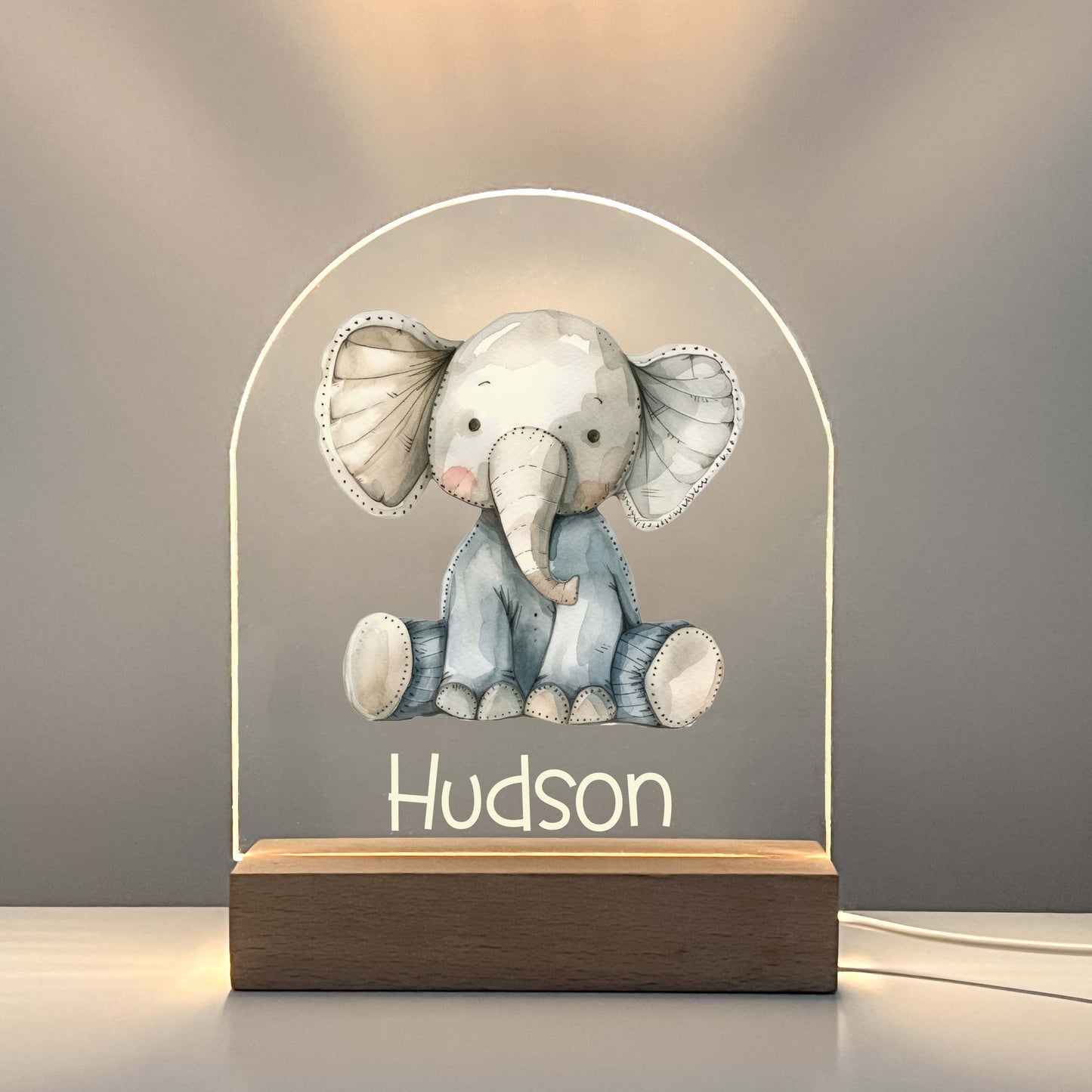 Personalized Cute Baby Elephant Night LED Lamp For Kids Room, Cute Baby Gift, Custom Girls Boys Night Light, Nursery Decor, Night Light Gift