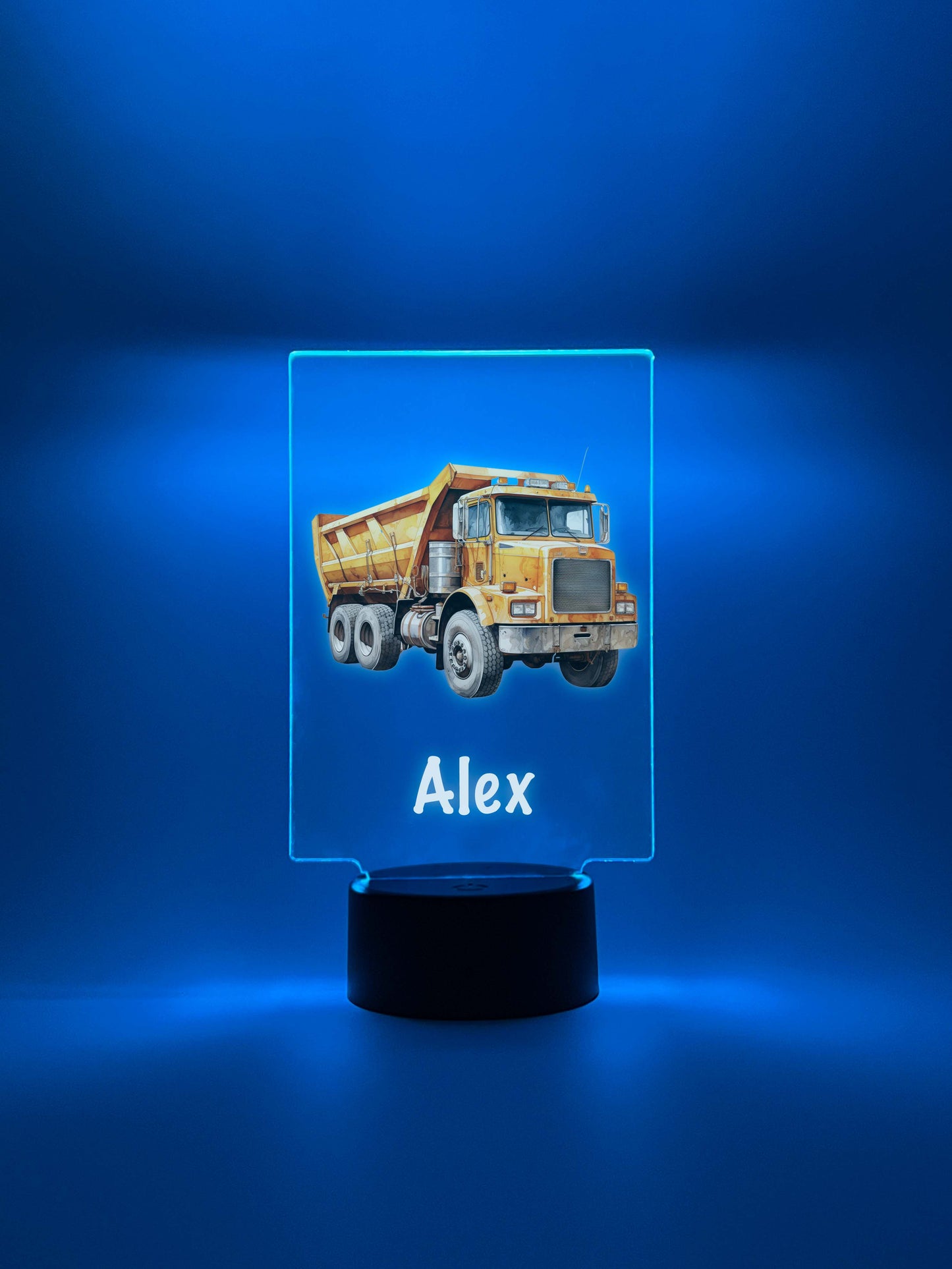 Free Personalized LED Stand Night Light Up Table Lamp Boys Room Decor, Construction, Dump Truck Dumping Trailer, Heavy Duty Equipment Gift