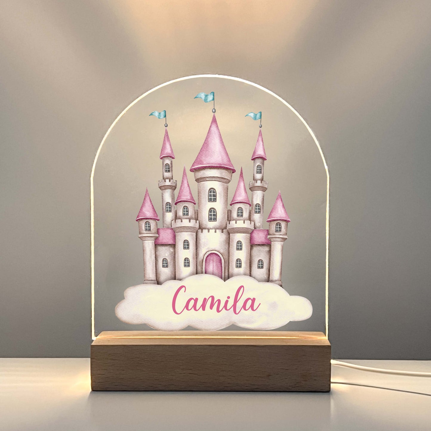 Custom Personalized LED Night Light Up Table Desk Lamp Stand Girl Fairy Princess Castle Room Décor, Girls Night Light, Princess Themed Gift