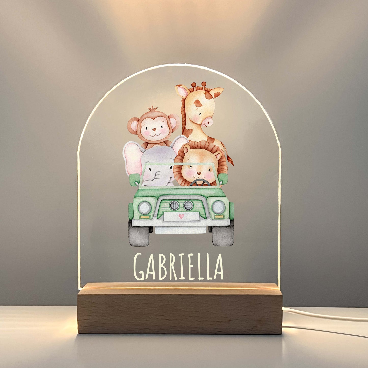 Personalized Cute Baby Safari Night LED Lamp For Kids Room, Cute Baby Gift, Custom Girls Boys Night Light, Nursery Decor, Night Light Gift