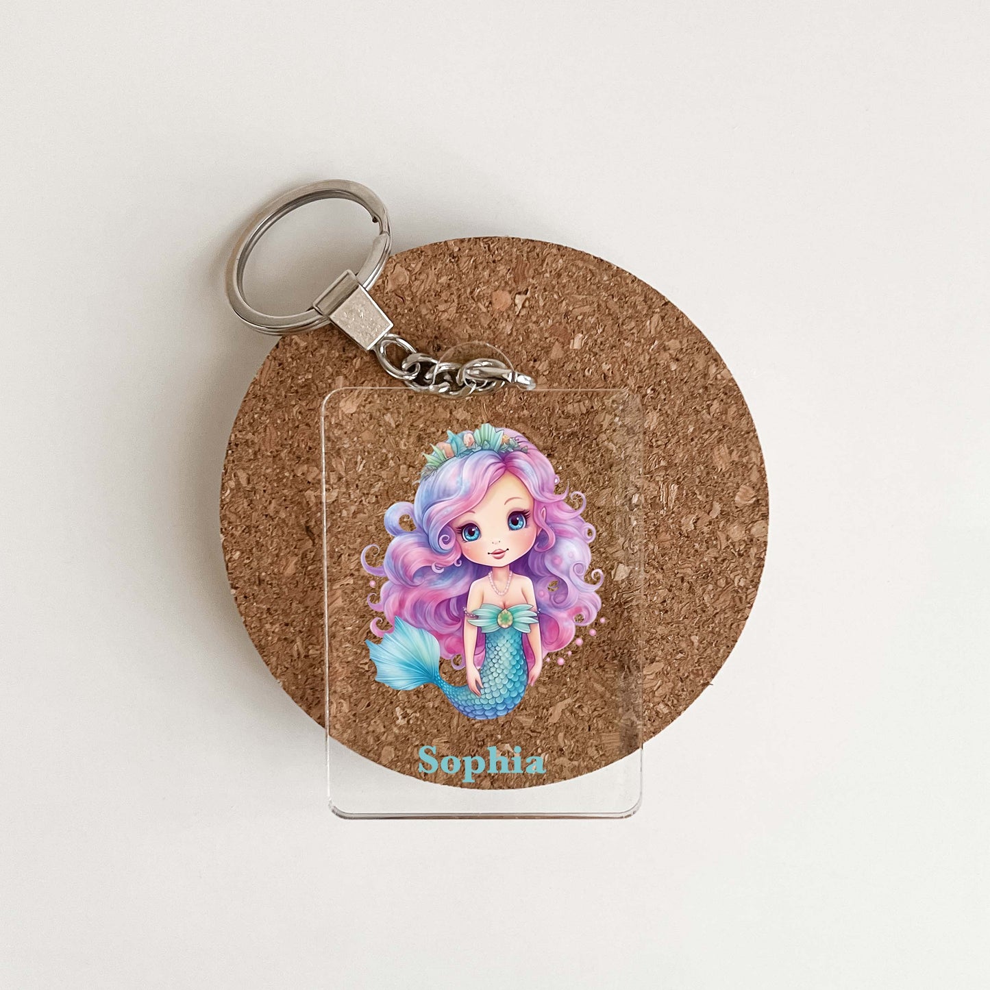 Mermaid Under the Sea Keychain Personalized Free With Your Name, Key Chain Ring Keychains Family Kids Friends, Luggage Tag, Backpack, Gift