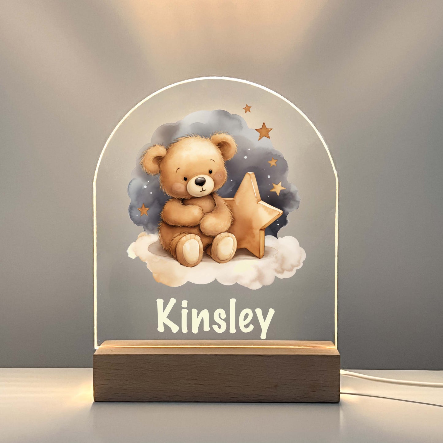 Personalized Teddy Bear Bedtime Book Story Night LED Lamp For Kids Room Baby Nursery Gift, Girls Boys Night Light, Bedroom Decor