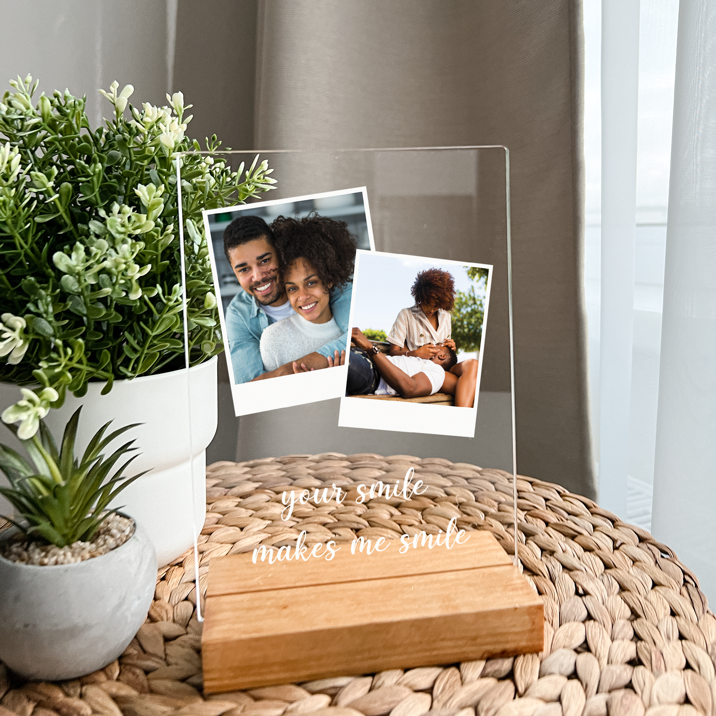 Personalized Custom Photo Collage Wood Base Desk Table Stand