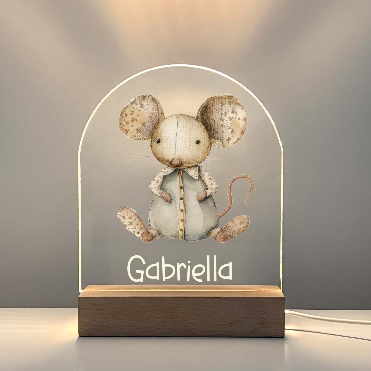 Personalized Cute Baby Mouse Night LED Lamp For Kids Room, Cute Baby Gift, Custom Girls Boys Night Light, Nursery Decor, Night Light Gift