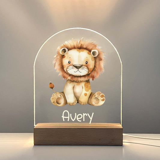 Personalized Custom Cute Lion Night LED Lamp For Kids Room, Baby Gift, Girls Boys Night Light, Bedroom Nursery Decor, Night Light Gift