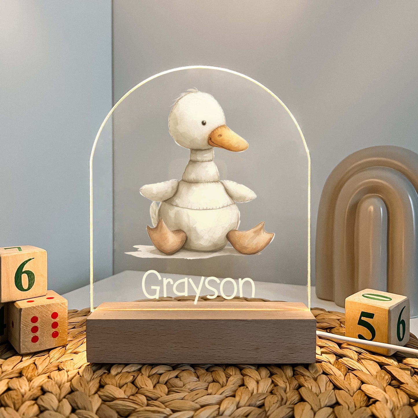 Personalized Cute Baby Duck Night LED Lamp For Kids Room, Cute Baby Gift, Custom Girls Boys Night Light, Nursery Decor, Night Light Gift