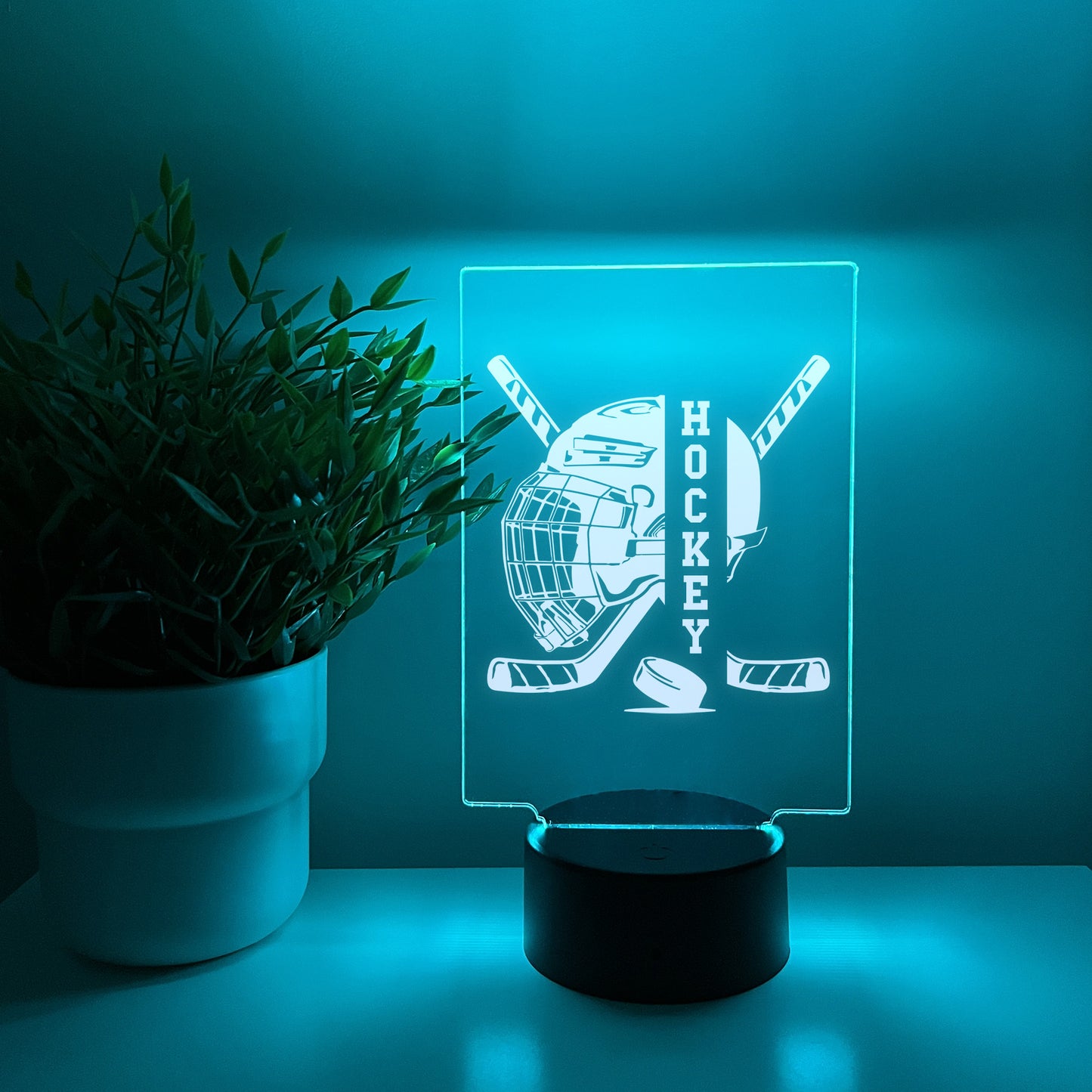 Hockey Player Personalized LED Night Light Lamp - Custom Gift for Fans, Sports Bedroom, Game Room Decor, Party Enhancer, Remote Included)