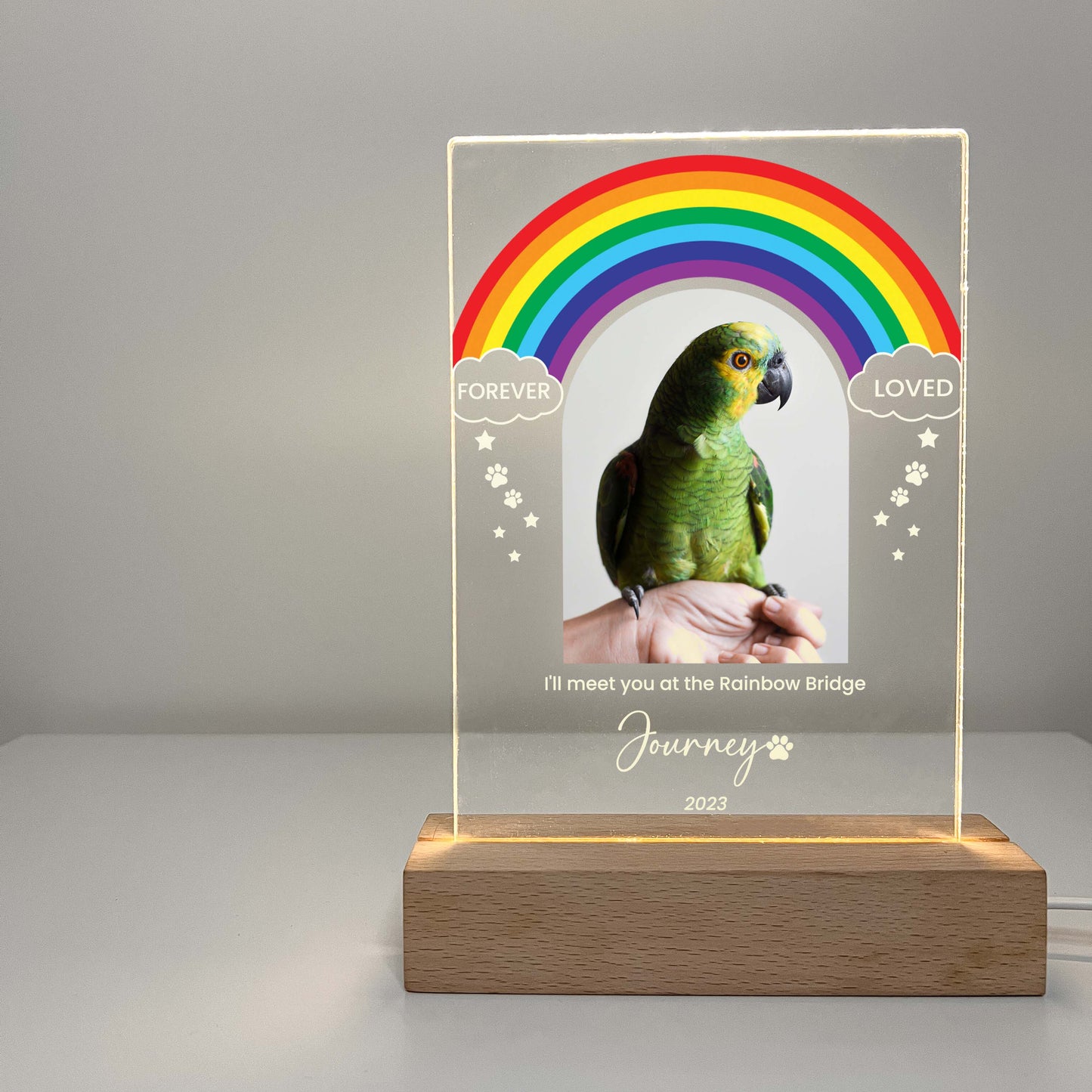 Pet Memorial Night Light with Wooden Base, Custom Pet Plaque, Pet Night Light, Custom Pet Photo, Pet Memorial Frame, Gifts for Pets, Cat Dog Loss Gift