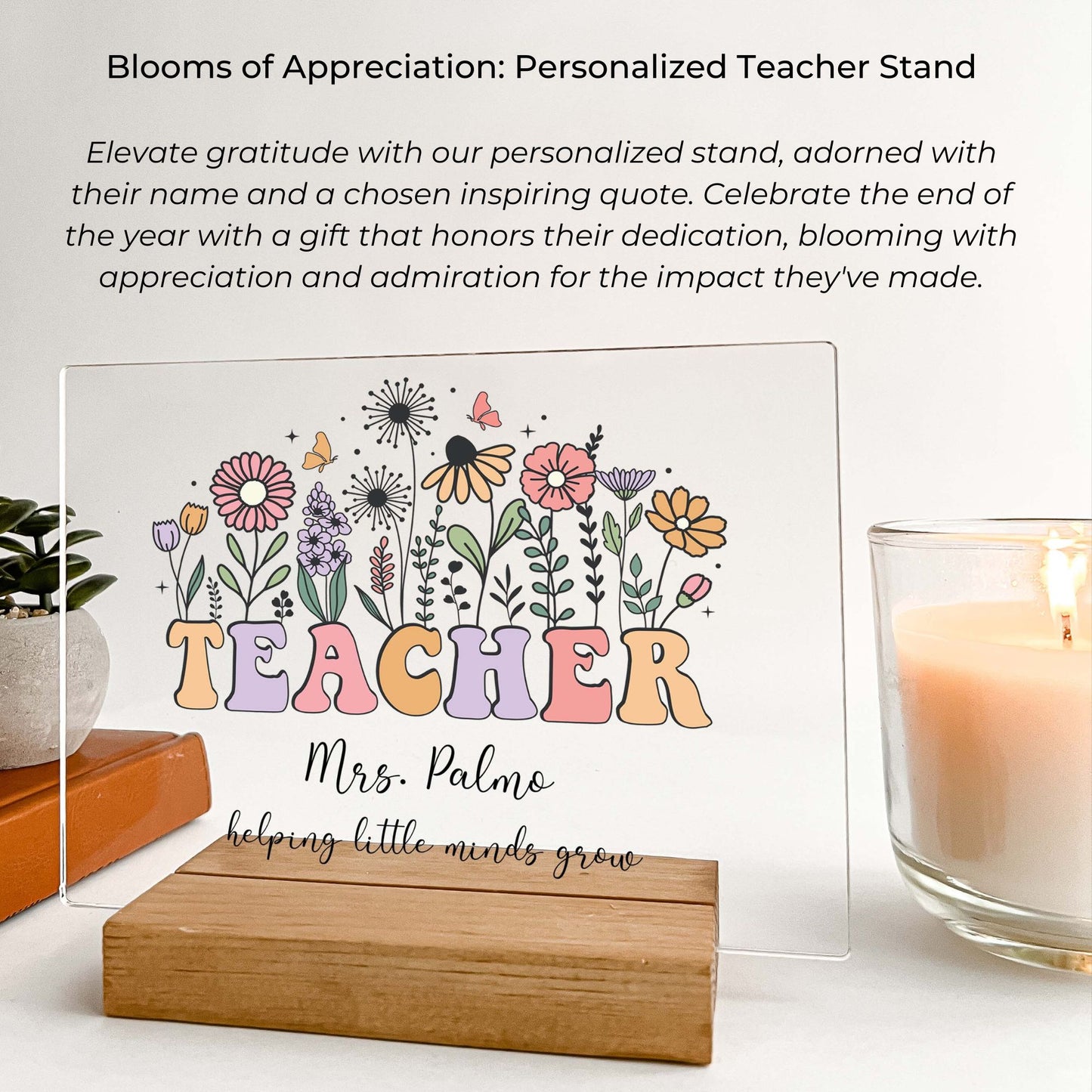 Perfect Teacher Appreciation Gift Desk Stance, Personalized Teacher Desk Name Plate Stand, Gift for Teacher, End Of The Year Teacher Thank You Gift