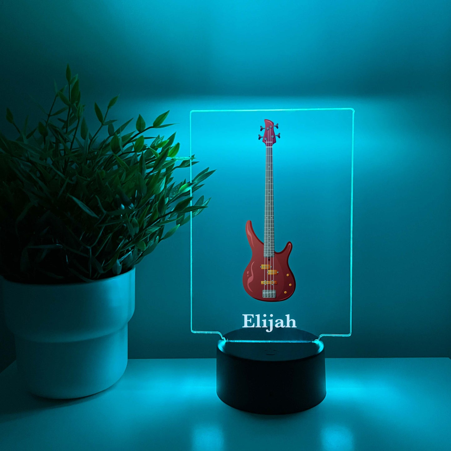 Custom Base Guitar LED Night Light Desk Table Lamp Gift for Musicians, 16 Colors, Personalized Base Guitar Lamp, Gift for Guitarist, Personalized Free