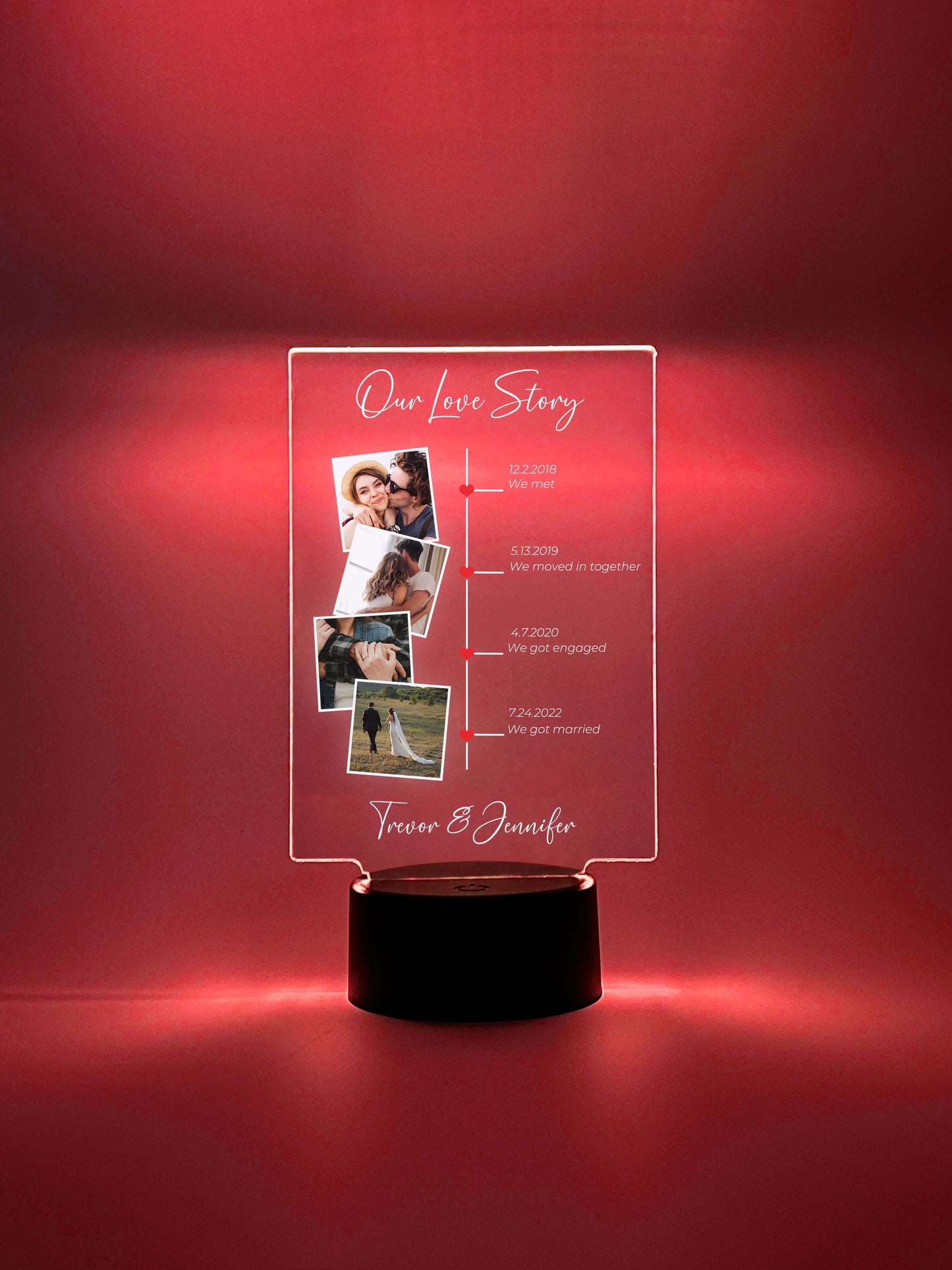 Our Love Story Personalized Photo Stand Light LED Lamp, 16 Colors