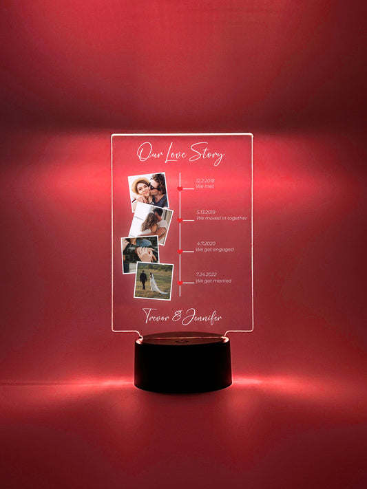 Our Love Story Personalized Photo Stand Light LED Lamp, 16 Colors