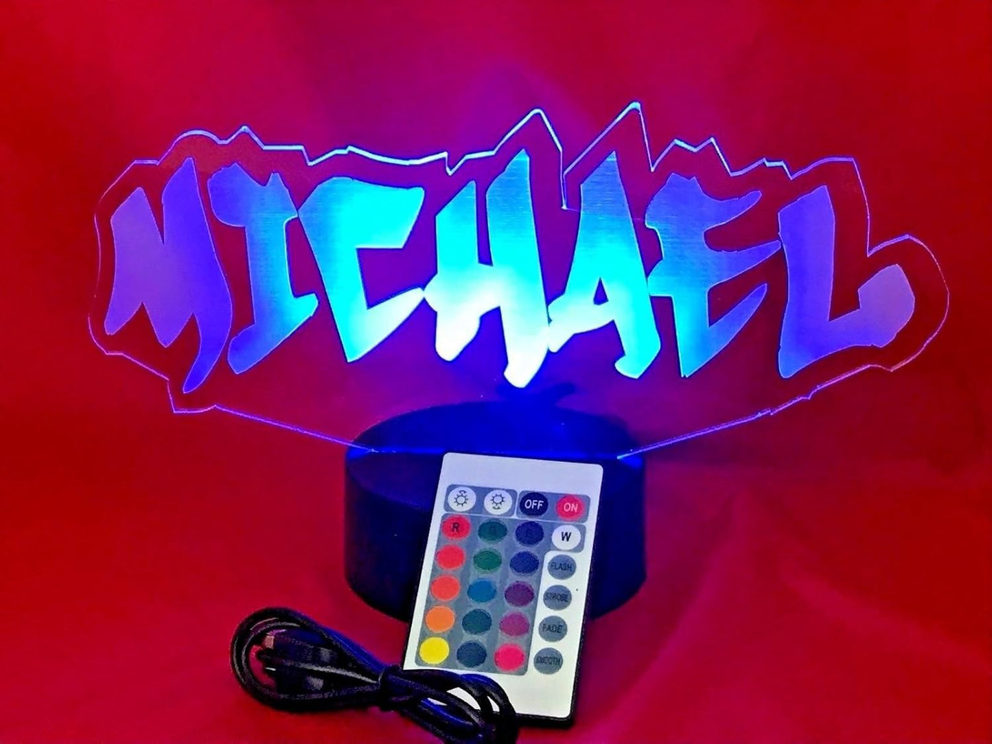 Name Light Up Lamp Any Name Shape Lamp LED Personalized Create Your Own Name in Graffiti Table Lamp LED - It's Wow, with Remote 16 Color Options, Dimmer, Free Engraving, Great Gift