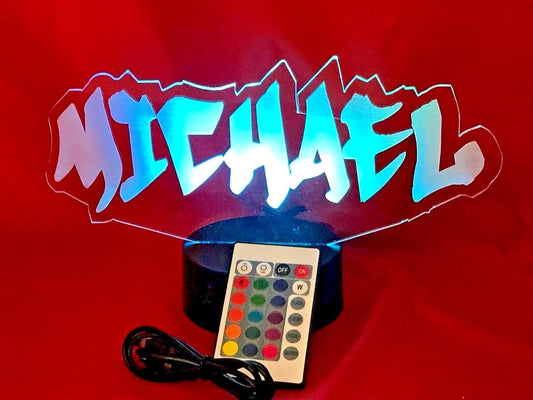Name Light Up Lamp Any Name Shape Lamp LED Personalized Create Your Own Name in Graffiti Table Lamp LED - It's Wow, with Remote 16 Color Options, Dimmer, Free Engraving, Great Gift