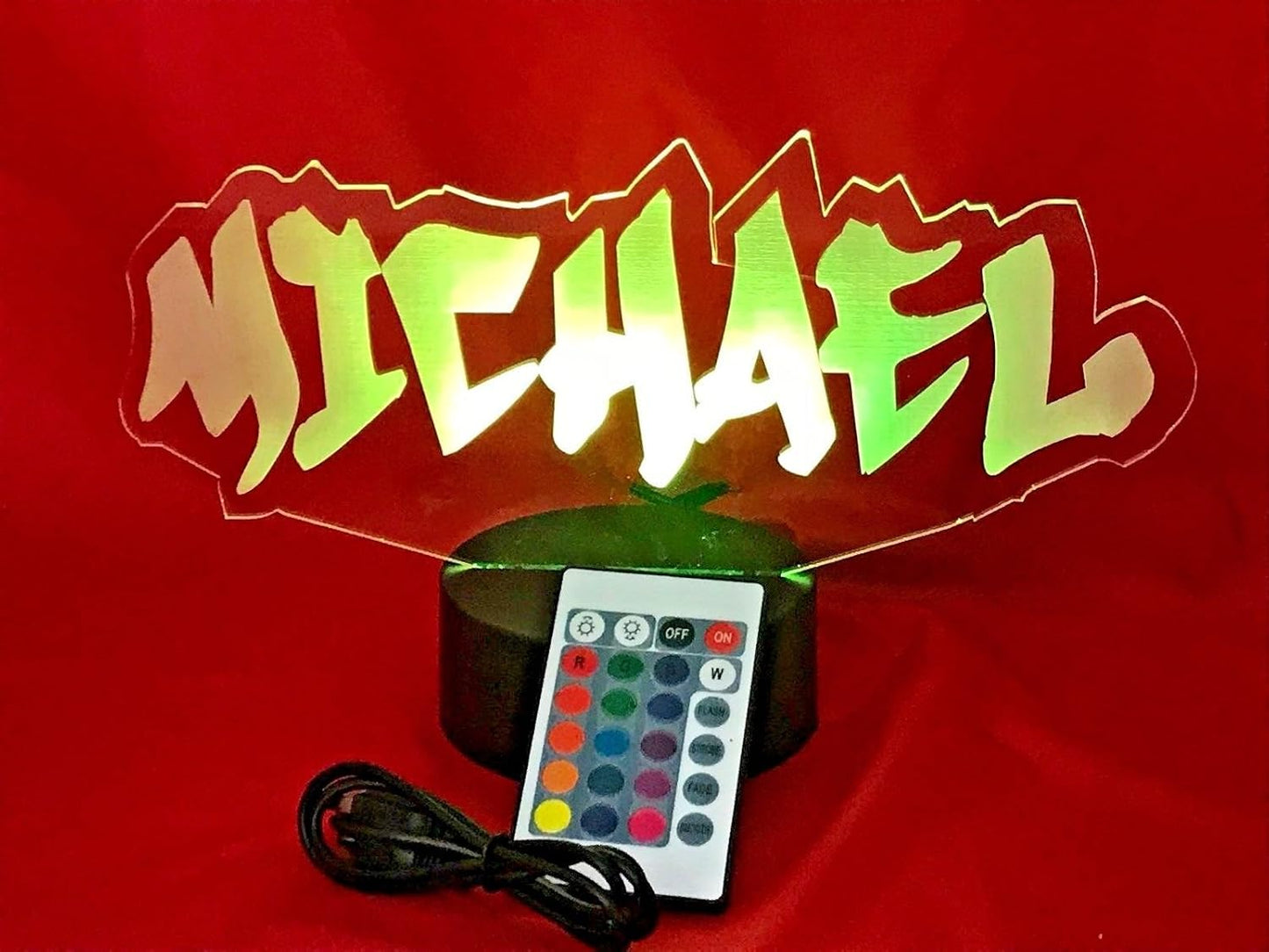 Name Light Up Lamp Any Name Shape Lamp LED Personalized Create Your Own Name in Graffiti Table Lamp LED - It's Wow, with Remote 16 Color Options, Dimmer, Free Engraving, Great Gift