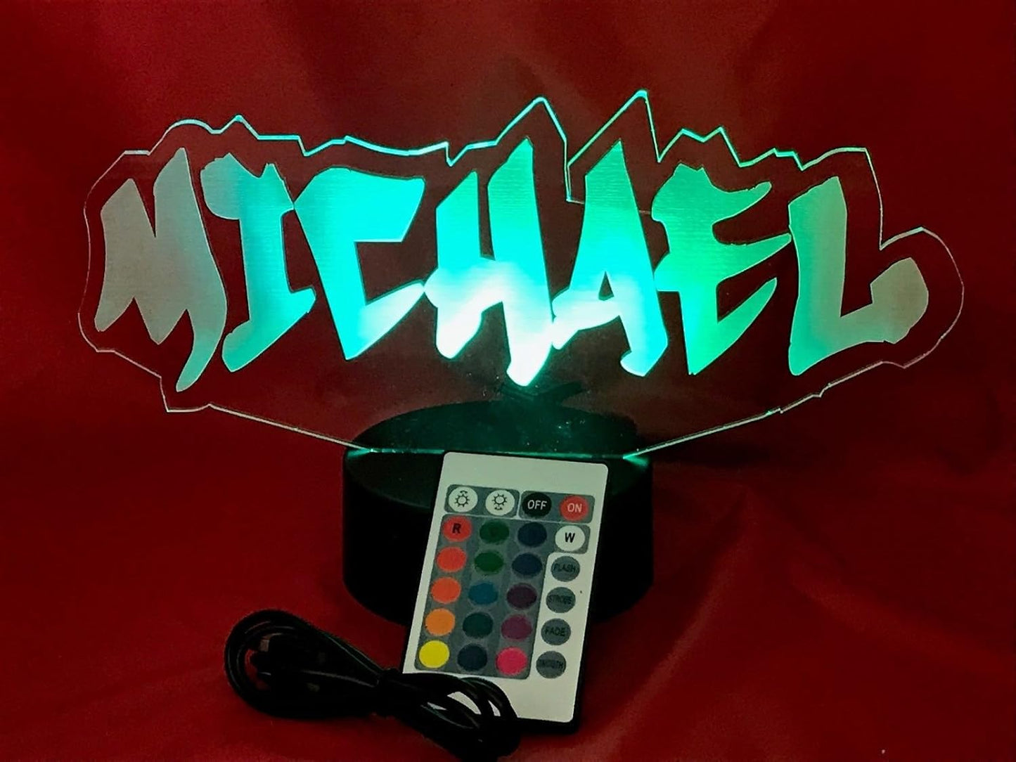 Name Light Up Lamp Any Name Shape Lamp LED Personalized Create Your Own Name in Graffiti Table Lamp LED - It's Wow, with Remote 16 Color Options, Dimmer, Free Engraving, Great Gift