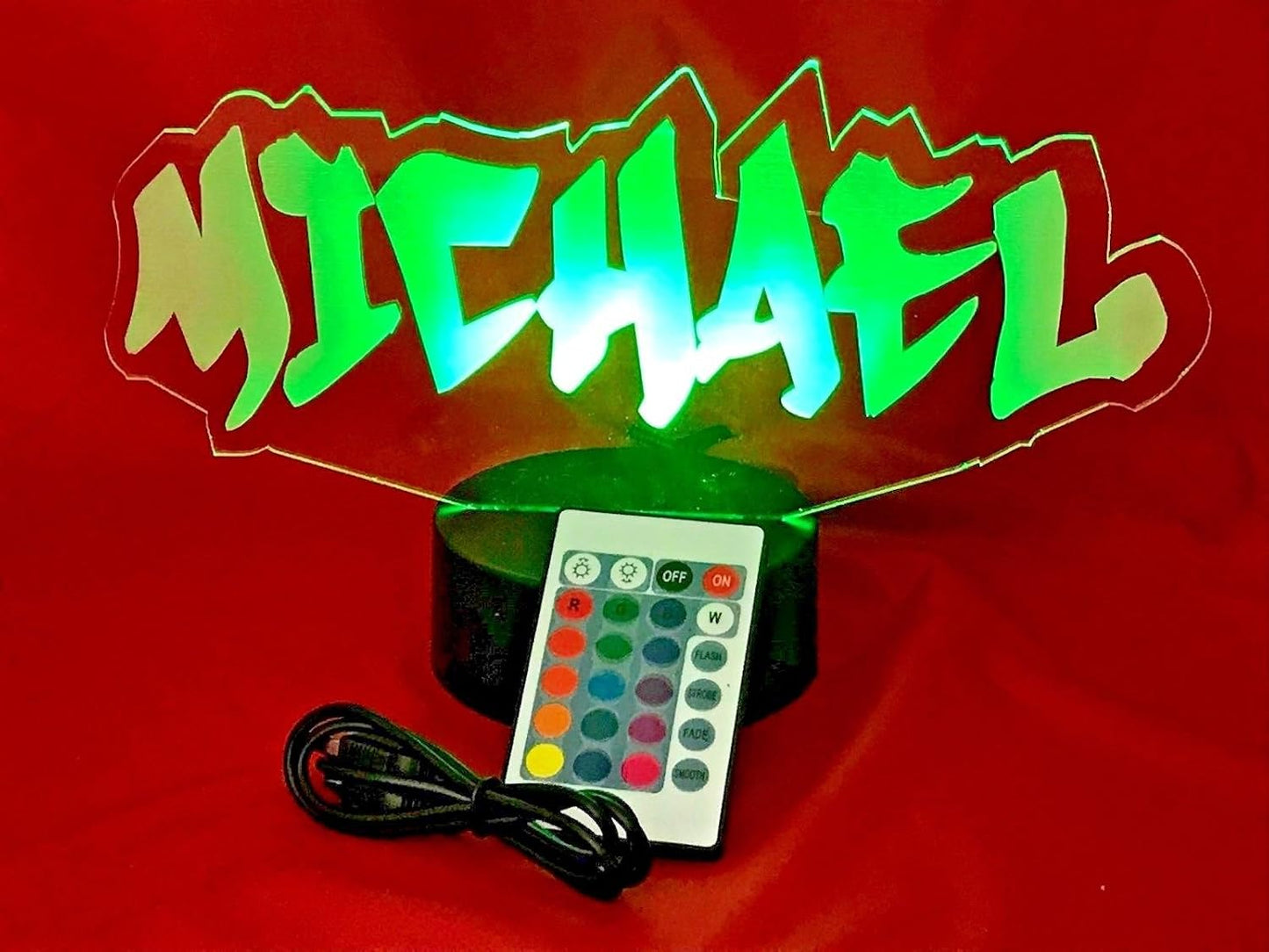 Name Light Up Lamp Any Name Shape Lamp LED Personalized Create Your Own Name in Graffiti Table Lamp LED - It's Wow, with Remote 16 Color Options, Dimmer, Free Engraving, Great Gift